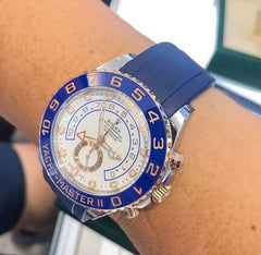 Everest Curved Rubber Strap Blue for Rolex Yacht-Master II