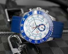 Everest Curved Rubber Strap Blue for Rolex Yacht-Master II