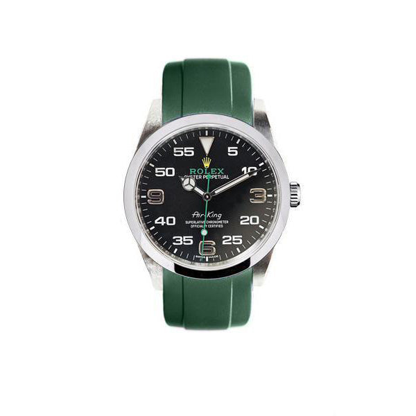 Everest Curved Rubber Strap Green for Rolex Air-King & Rolex Milgauss