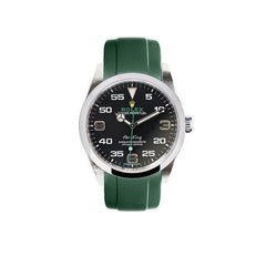 Everest Curved Rubber Strap Green for Rolex Air-King & Rolex Milgauss