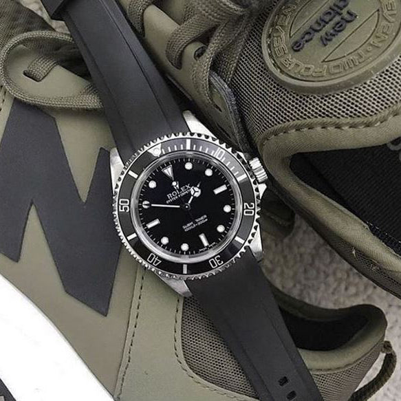 Everest Curved Rubber Strap Black EH for Rolex Submariner No Date 14060 Ireland WatchStraps.ie