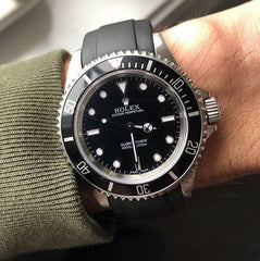 Everest Curved Rubber Strap Black EH for Rolex Submariner No Date 14060