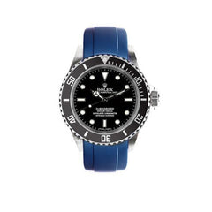 Everest Curved Rubber Strap Blue EH for Rolex Submariner No Date 14060