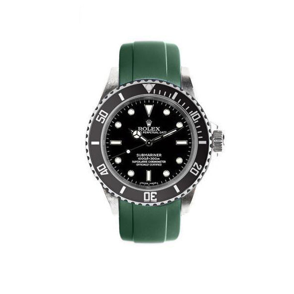 Everest Curved Rubber Strap Green EH for Rolex Submariner No Date 14060 Ireland WatchStraps.ie