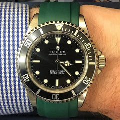 Everest Curved Rubber Strap Green EH for Rolex Submariner No Date 14060
