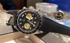 Everest Curved Rubber Watch Strap Black for Tudor Watches