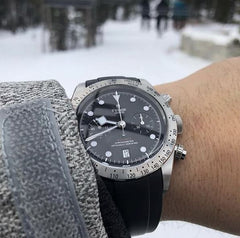 Everest Curved Rubber Watch Strap Black for Tudor Watches