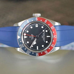 Everest Curved Rubber Watch Strap Blue for Tudor Watches