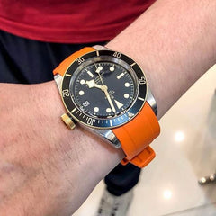 Everest Curved Rubber Watch Strap Orange for Tudor Watches