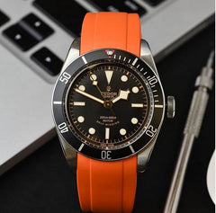 Everest Curved Rubber Watch Strap Orange for Tudor Watches