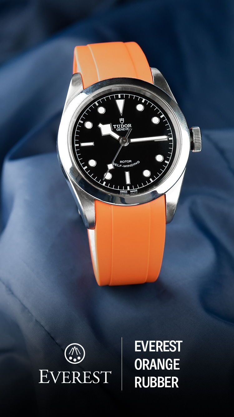 Everest Curved Rubber Watch Strap Orange for Tudor Watches