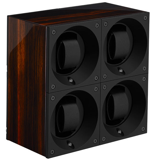 SwissKubik Masterbox Quadruple Watch Winder in Varnished Macassar Ebony Wood